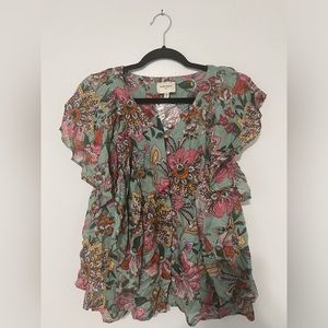 Haute Hippie Tribe Karen Floral Blouse xs